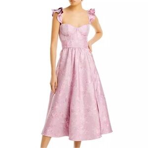 V Chapman Anthropologie Vera Orchid Purple Pink Baroque Floral Ruffle Dress Sz 8